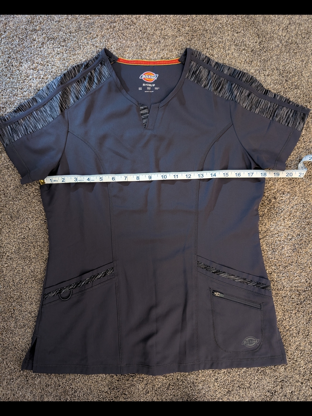 Dickies Women's Dark Grey Short Sleeve Scrub Top Size Small